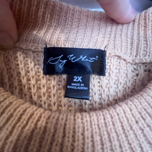 Say What Tan Knit Sweater Dress Long Sleeve - Picture 3 of 5